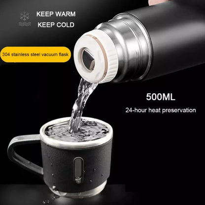 3 Cup 500ML Double-Layer Stainless Steel Vacuum Flask Set | Hot & Cold | Travel Thermos | RANDOM COLOR
