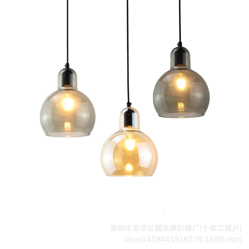 Retro Gourd Glass Chandelier Smoke Grey 40W