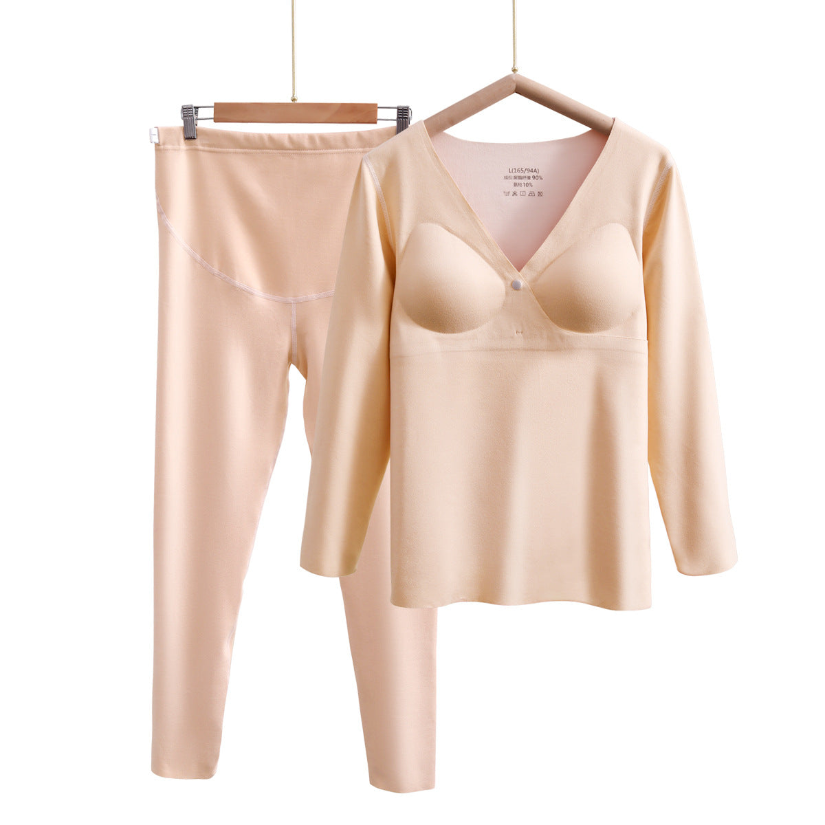 Pregnant & Breastfeeding Thermal Pajama Set Velvet Warm Plus Size