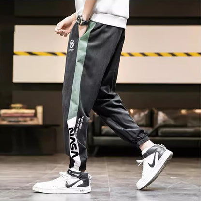 Men Loose Sports Pants Black 4XL Plus Size Summer