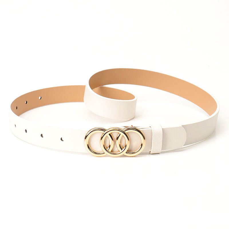 Women's Three-Ring Alloy Buckle Belt