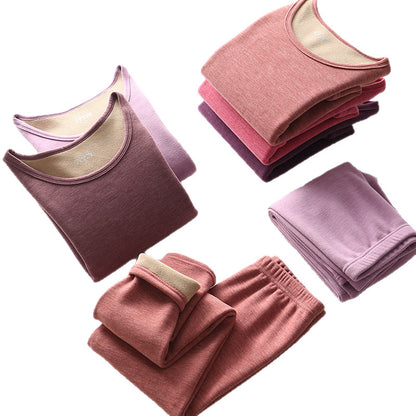Women Velvet Thermal Underwear Set Autumn Warm Fleece Pants