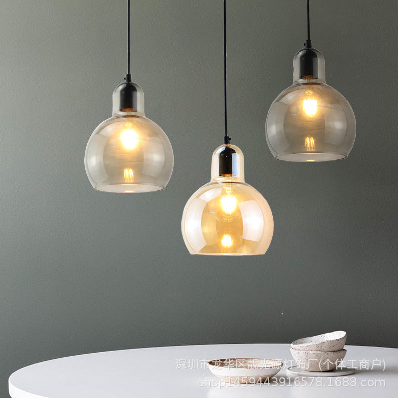 Retro Gourd Glass Chandelier Smoke Grey 40W