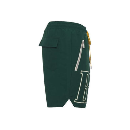 Men Rhude Loose Fit Shorts Yellow Black Green Plus Size Summer