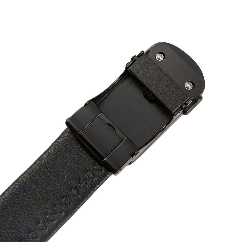 Men Black Leather Automatic Buckle Belt Business Casual