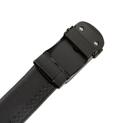 Men Black Leather Automatic Buckle Belt Business Casual