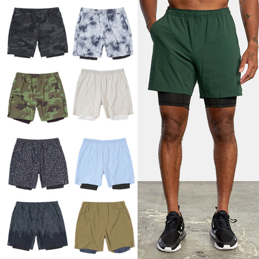Men Double Layer Quick Dry Running Shorts Summer Breathable Lightweight