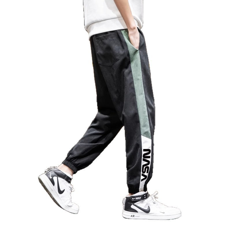 Men Loose Sports Pants Black 4XL Plus Size Summer