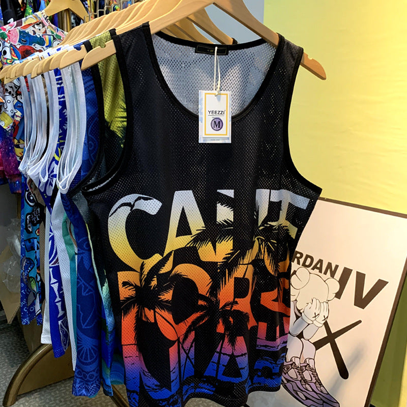 Men 3D Print Sleeveless Summer Vest Golden California