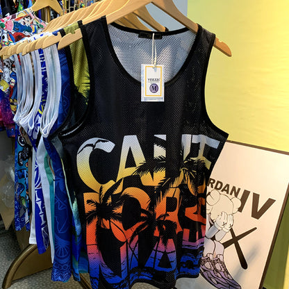 Men 3D Print Sleeveless Summer Vest Golden California