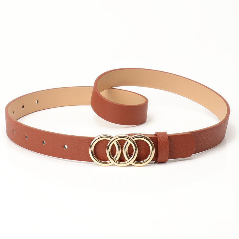 Women's Three-Ring Alloy Buckle Belt