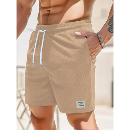 Men Corduroy Shorts S-Blue Summer Casual Sports