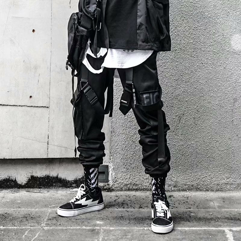 Men Black Loose Hip-Hop Crock Pants