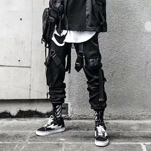 Men Black Loose Hip-Hop Crock Pants