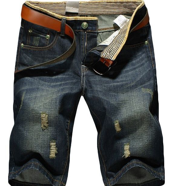 Men Ripped Denim Shorts Loose Plus Size Summer Beach