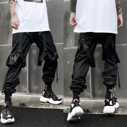Men Black Loose Hip-Hop Crock Pants