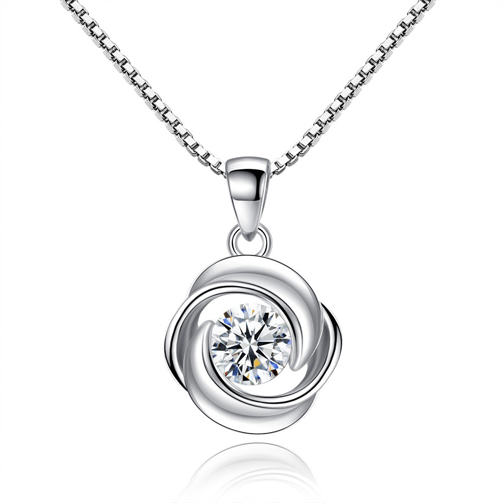 Silver Plated Korean Love Pendant Necklace for Women
