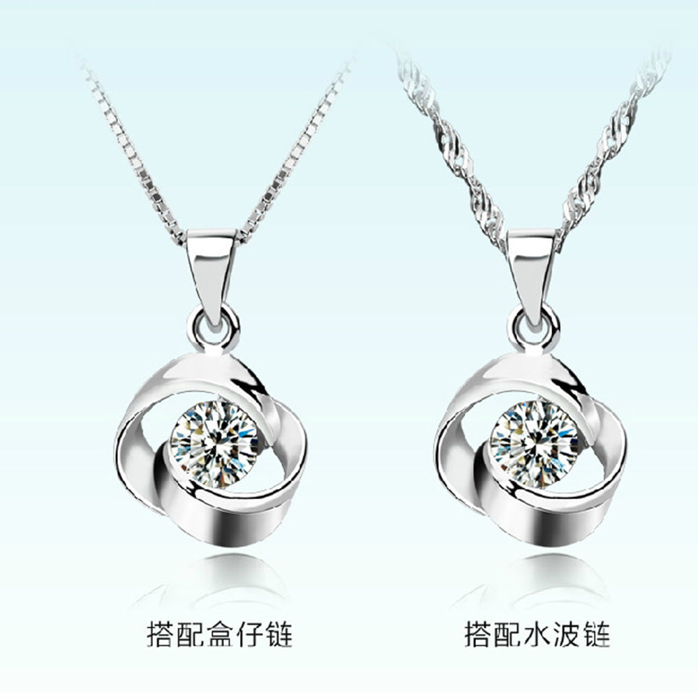 Silver Plated Korean Love Pendant Necklace for Women