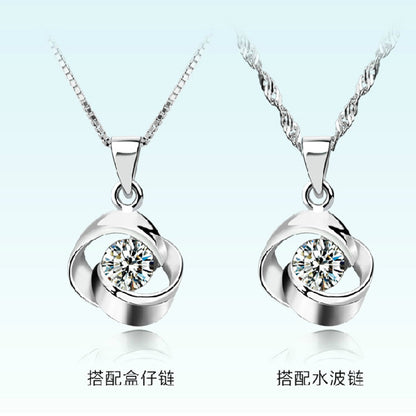 Silver Plated Korean Love Pendant Necklace for Women