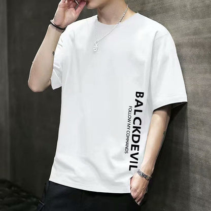 Men Slim Fit T-Shirt Summer Plus Size White