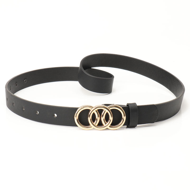 Women's Three-Ring Alloy Buckle Belt