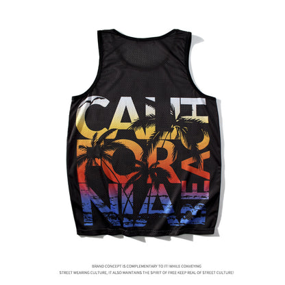 Men 3D Print Sleeveless Summer Vest Golden California