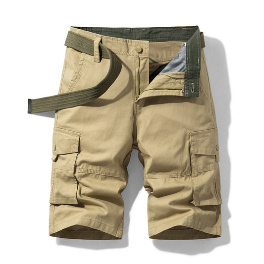 Men Khaki Multi-pocket Work Shorts Large Size Summer Casual