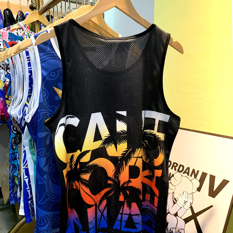Men 3D Print Sleeveless Summer Vest Golden California