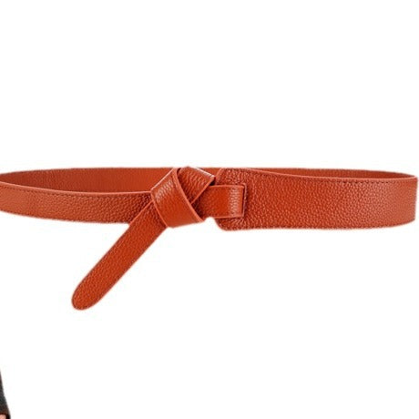 Women Leather Belt with Knot Design for Dresses