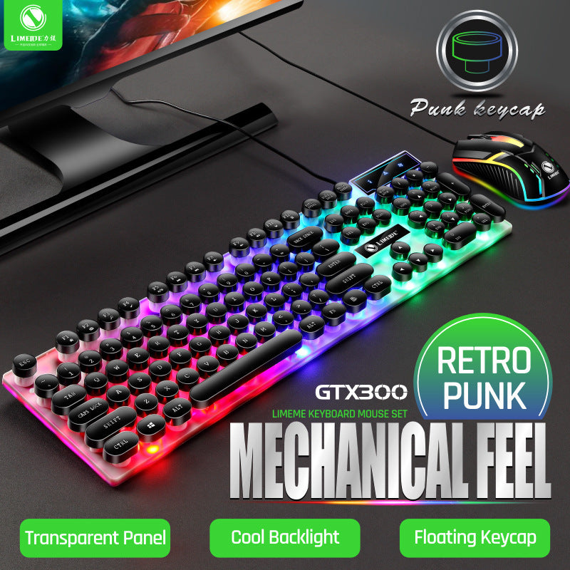 GTX300 Retro Punk Mechanical Keyboard Mouse Set