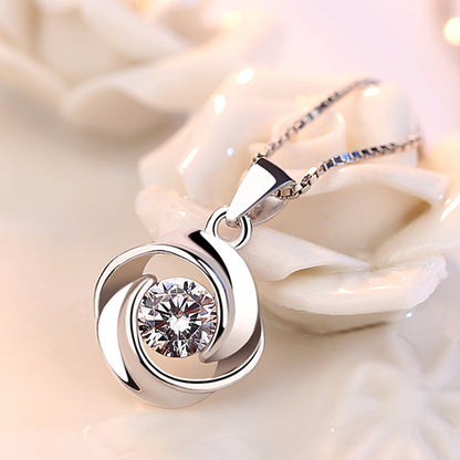 Silver Plated Korean Love Pendant Necklace for Women