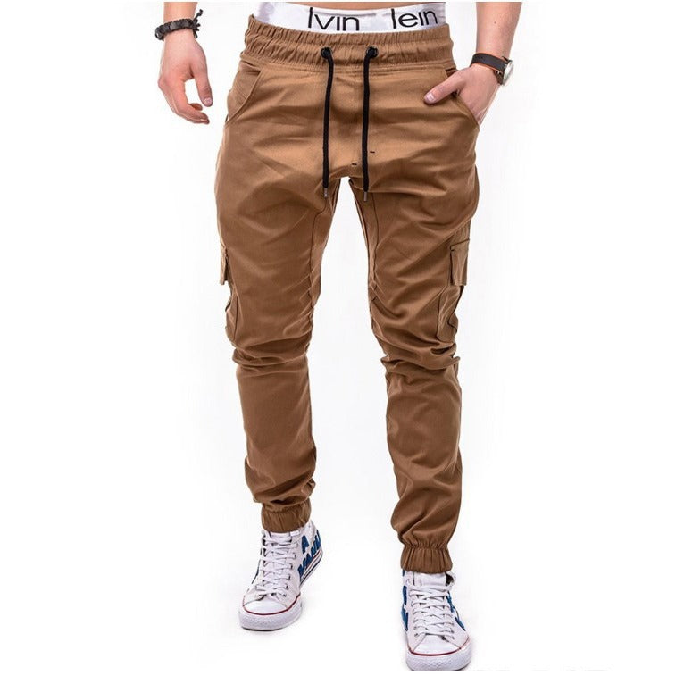 Men Khaki Cargo Pants Loose Fit Plus Size Casual