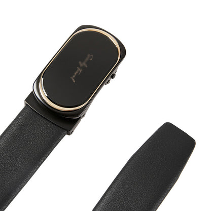 Men Black Leather Automatic Buckle Belt Business Casual