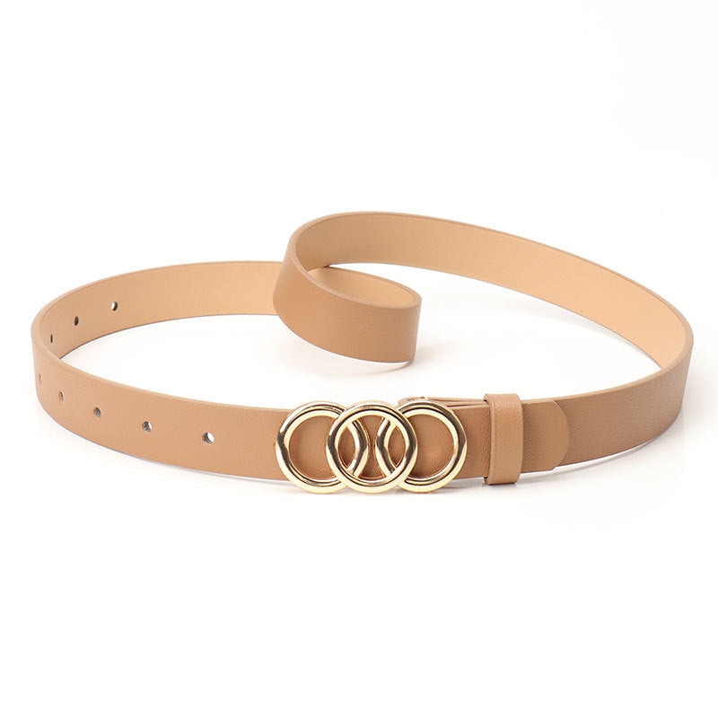 Women's Three-Ring Alloy Buckle Belt