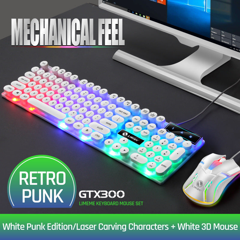 GTX300 Retro Punk Mechanical Keyboard Mouse Set