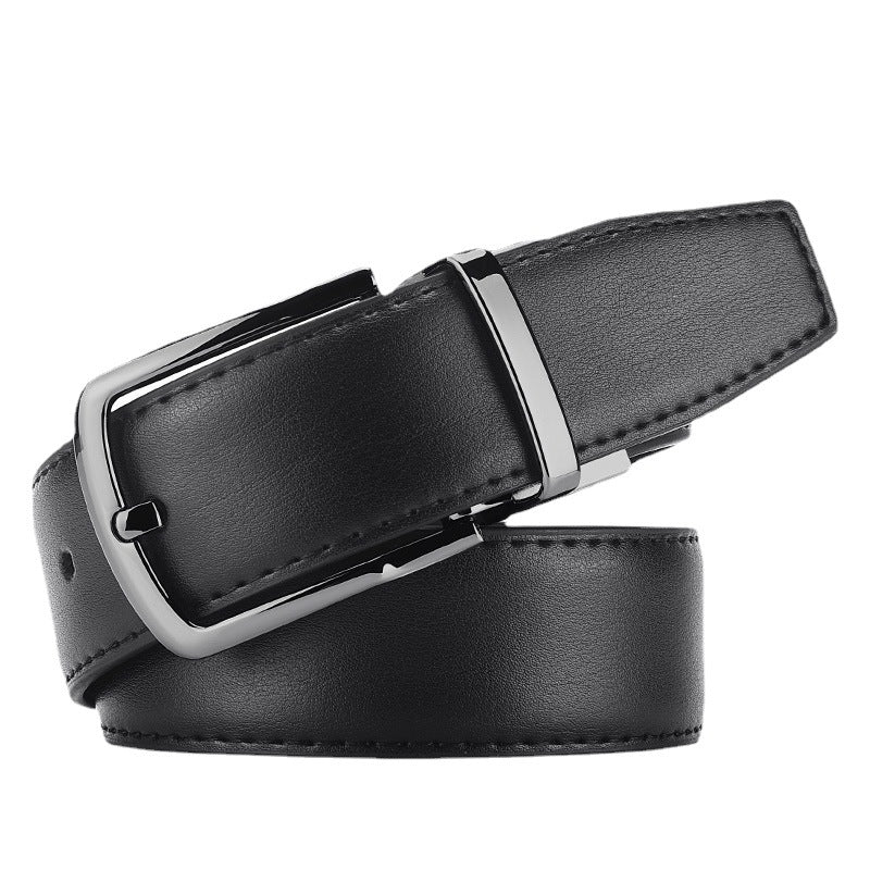 Men's Genuine Leather Belt Black Swivel Buckle