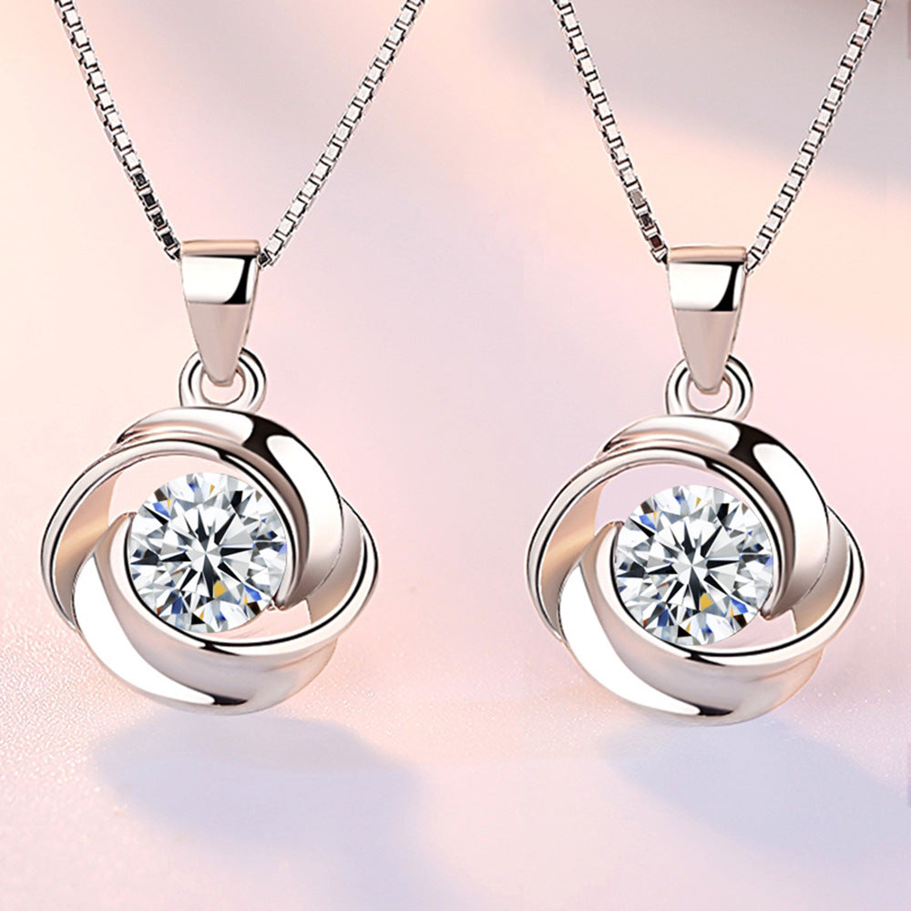 Silver Plated Korean Love Pendant Necklace for Women