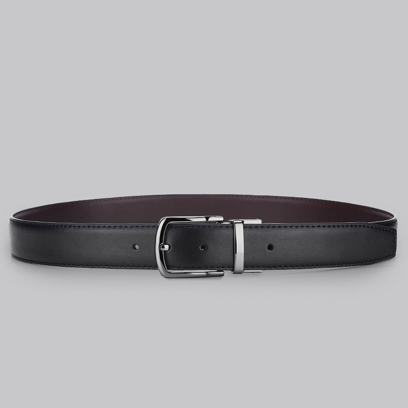 Men's Genuine Leather Belt Black Swivel Buckle