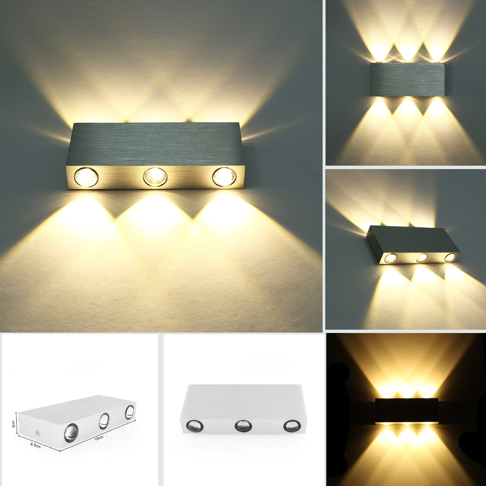 Modern Square Wall Lamp Aluminum Matte Finish