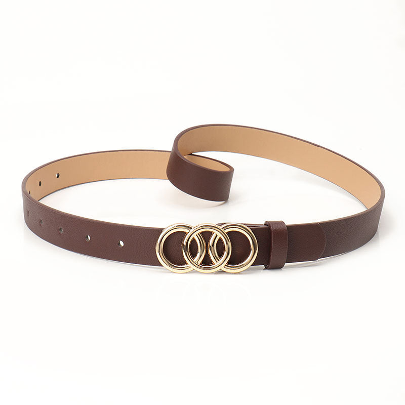 Women's Three-Ring Alloy Buckle Belt