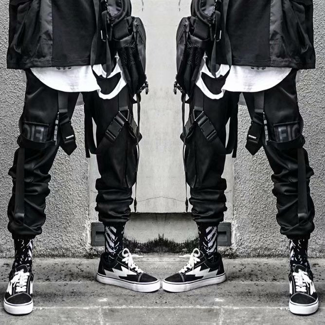 Men Black Loose Hip-Hop Crock Pants