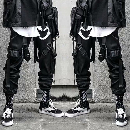 Men Black Loose Hip-Hop Crock Pants