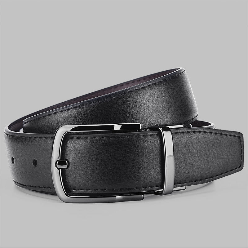 Men's Genuine Leather Belt Black Swivel Buckle