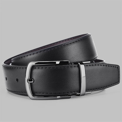 Men's Genuine Leather Belt Black Swivel Buckle