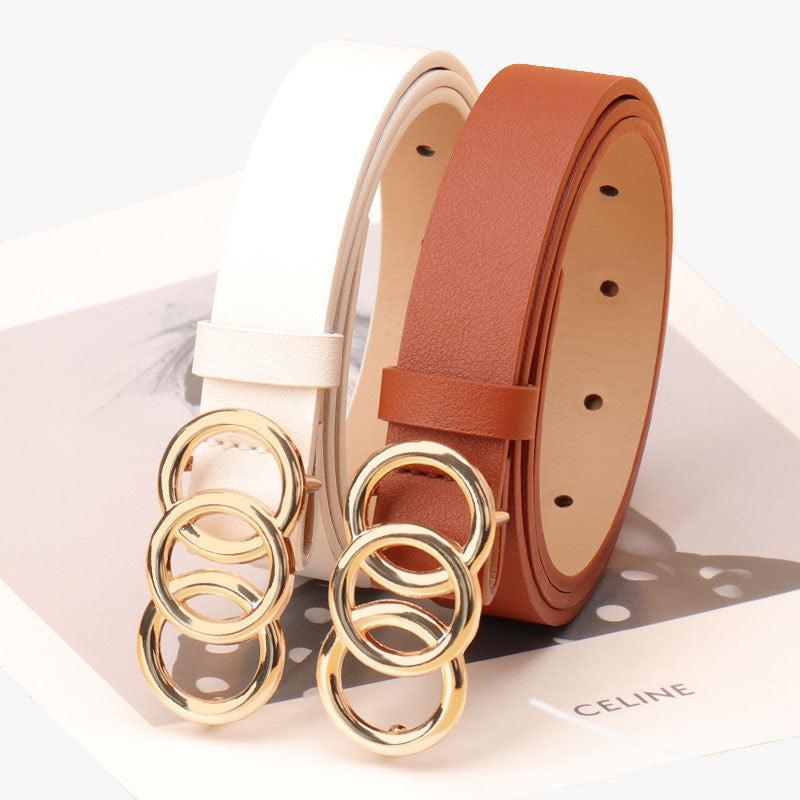 Women's Three-Ring Alloy Buckle Belt