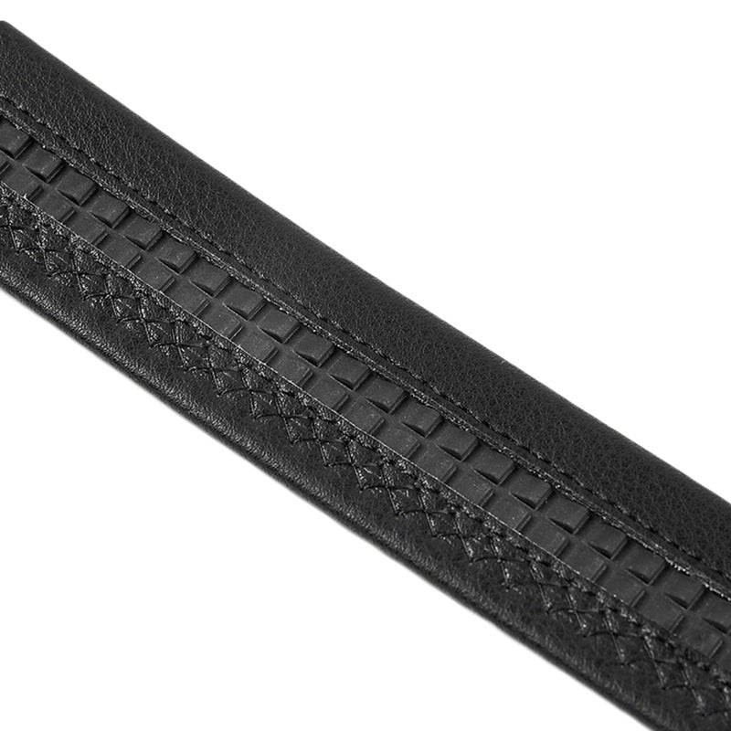 Men Black Leather Automatic Buckle Belt Business Casual