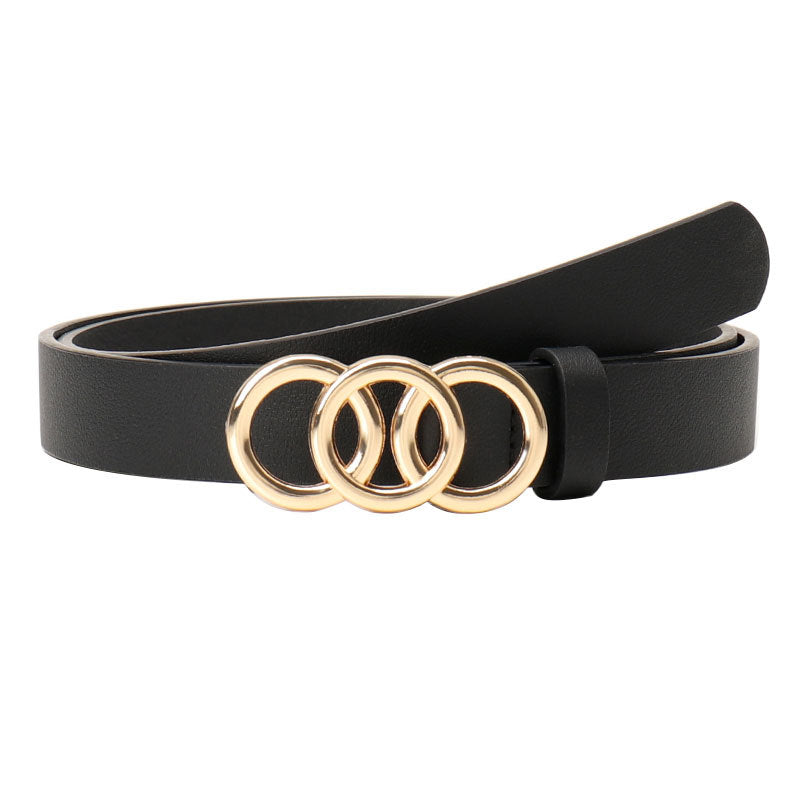 Women's Three-Ring Alloy Buckle Belt