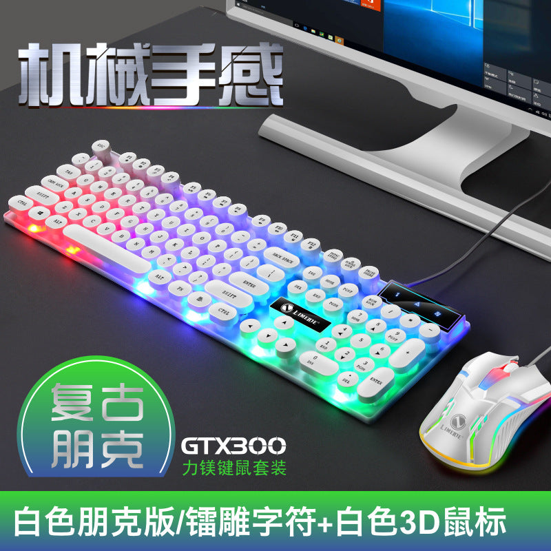 GTX300 Retro Punk Mechanical Keyboard Mouse Set