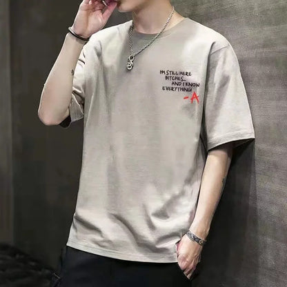 Men Slim Fit T-Shirt Summer Plus Size White