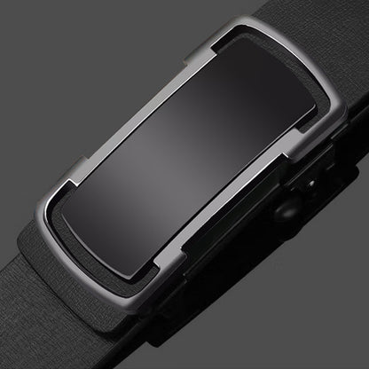 Men Black Cowhide Automatic Buckle Belt